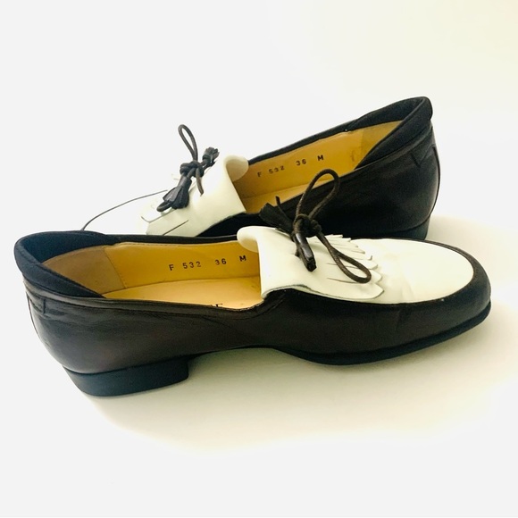 TARYN ROSE Tassel Colorblock Loafers Genuine Leather, brown and white - Picture 3 of 6